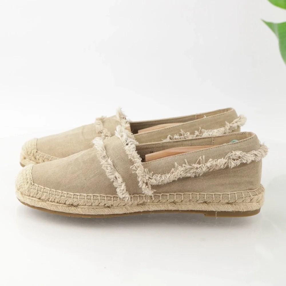Joie Womens Vivienne Espadrille Shoe Size 38 8 Tan Canvas Flats Fringe Slip On